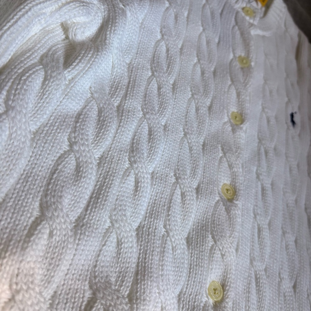 Ralph Lauren White Cable-Knit Button Cardigan - Picture 5 of 9